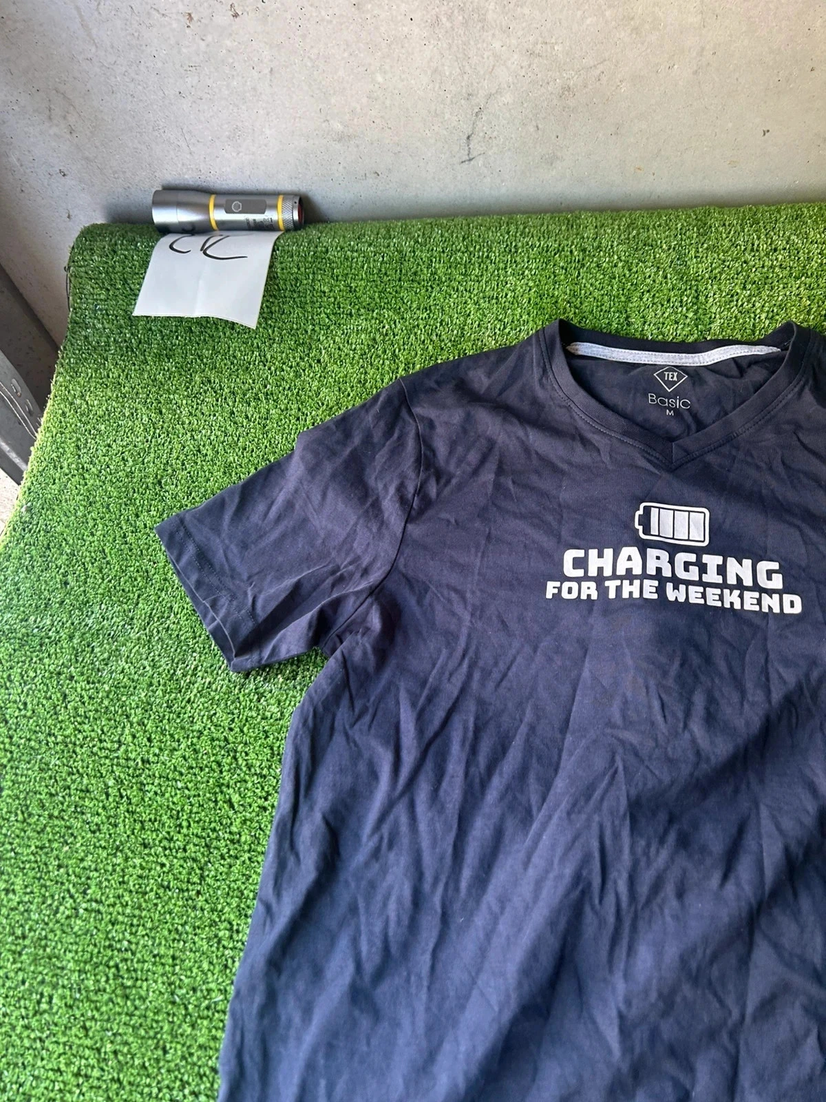 Opgeprint T-shirt charging for the week end TEX basic maat M – photo 3